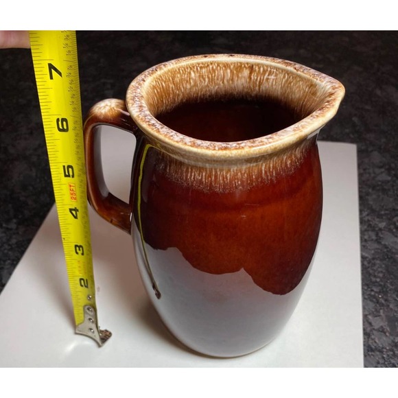 Vintage Hull Oven Proof Brown Drip Creamer Pitcher 4 1/2 in. - Picture 7 of 9
